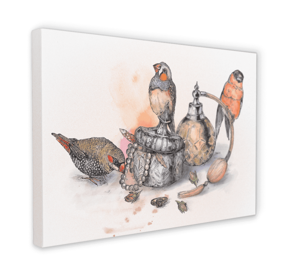 Boudoir Finches Canvas Print The Gathering 28"x40"(70x100 cm) Canvas Print