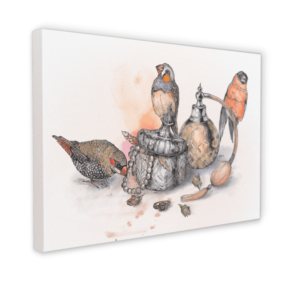 Boudoir Finches Canvas Print The Gathering 28"x40"(70x100 cm) Canvas Print