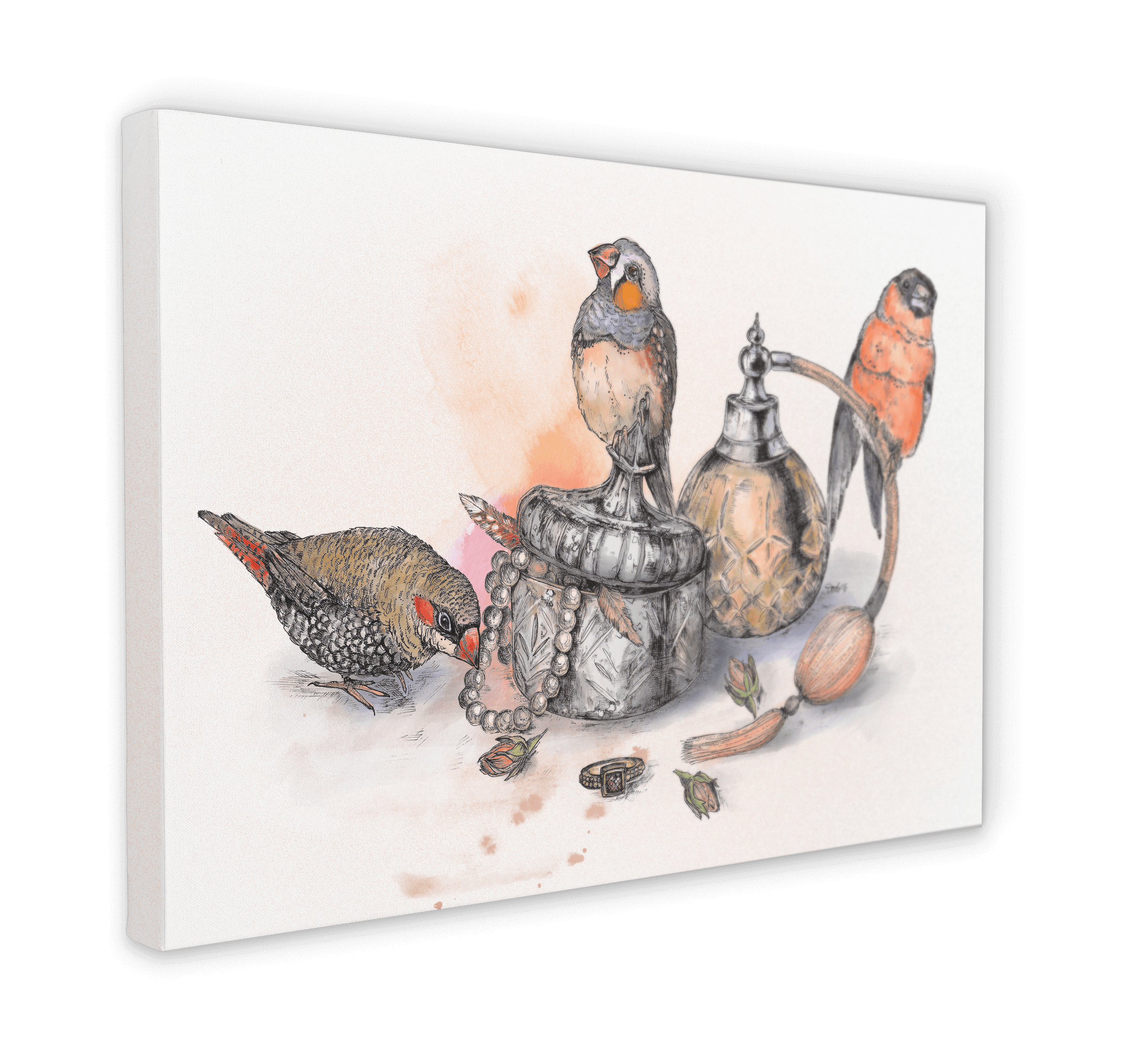 Boudoir Finches Canvas Print The Gathering 28"x40"(70x100 cm) Canvas Print