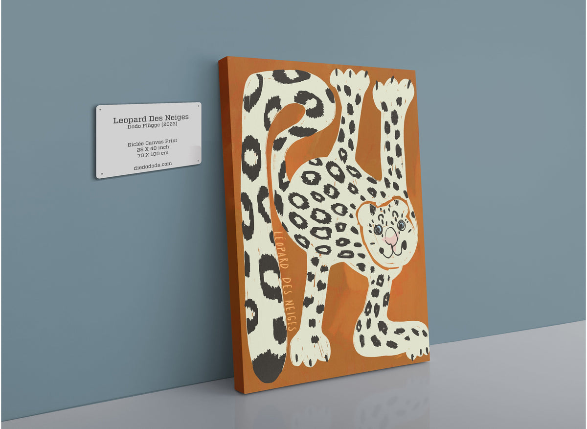 Leopard Des Neiges Matte Canvas Print Aventures Des Créatures 28"x40"(70x100 cm) Canvas Print