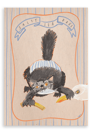 Salty Sea Dogs Matte Canvas Print Sketchy Strays 28"x40"(70x100 cm) Canvas Print