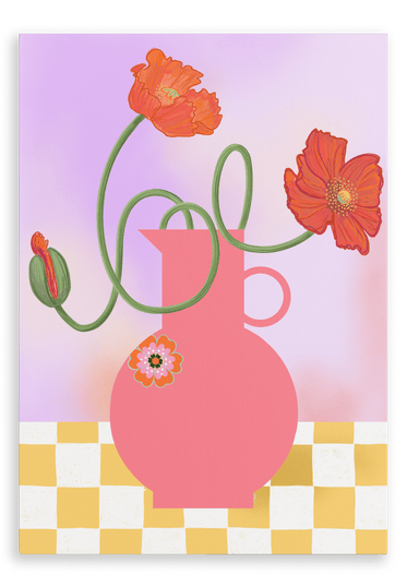 Poppies In Pink Printed Canvas Wall Art Happy Stems 28"x40"(70x100 cm) Canvas Print