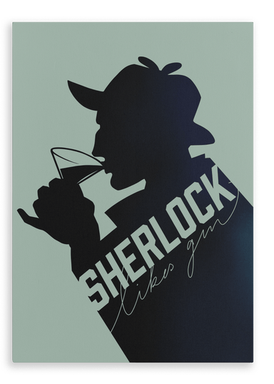 Sherlock Likes Gin Midnight Matte Canvas Print Boozehound 28"x40"(70x100 cm) Canvas Print