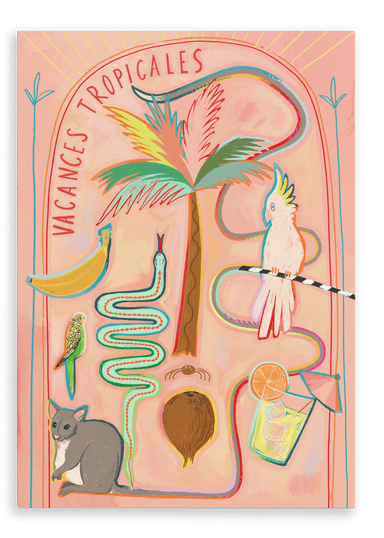 Vacances Tropicales Matte Canvas Print Aventures Des Créatures 28"x40"(70x100 cm) Canvas Print