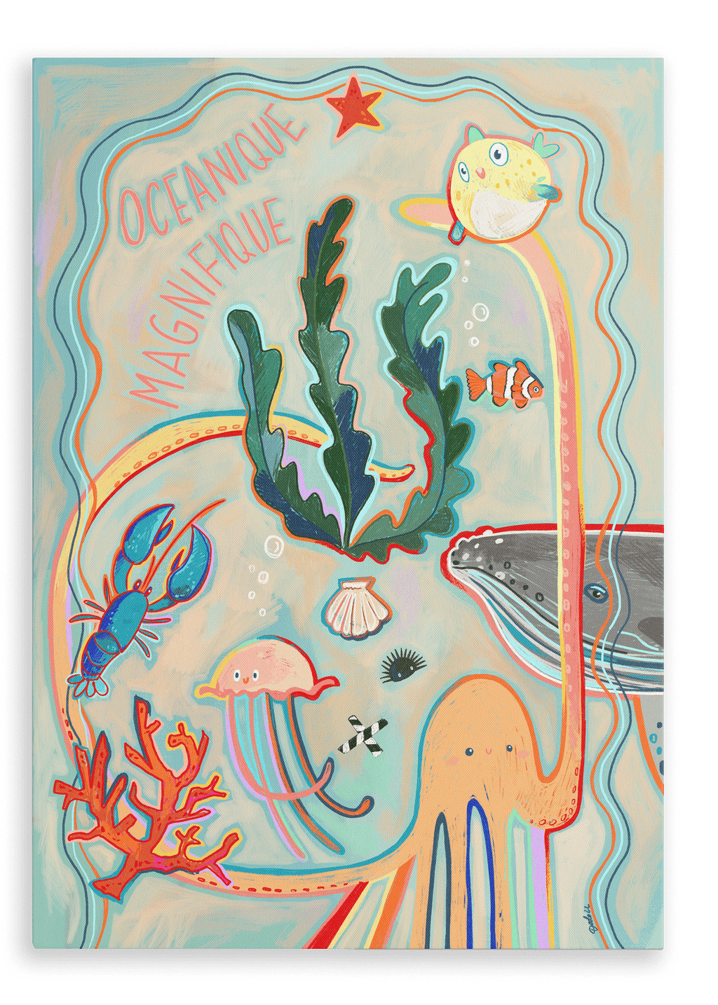 Oceanique Magnifique Matte Canvas Print Aventures Des Créatures 28"x40"(70x100 cm) Canvas Print