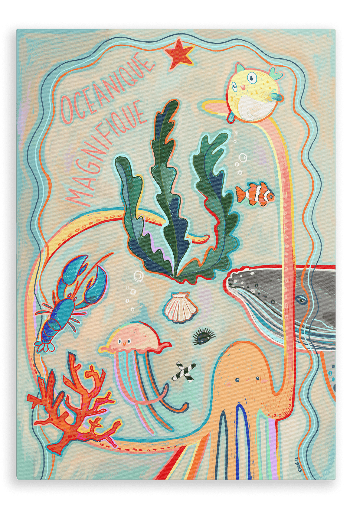 Oceanique Magnifique Matte Canvas Print Aventures Des Créatures 28"x40"(70x100 cm) Canvas Print