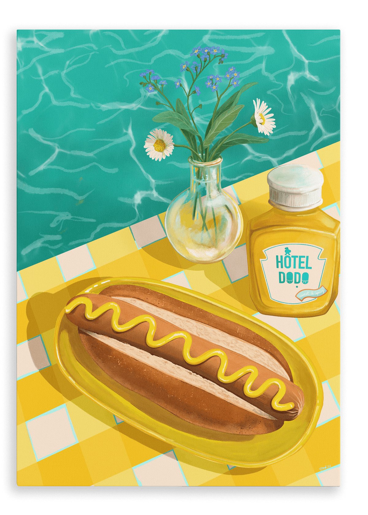 Poolside Hotdog Giclée Canvas Print Hôtel Dodo 28"x40"(70x100 cm) Canvas Print