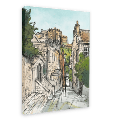 The Castle Viewed From The Vennel Canvas Print Essential Edinburgh 28"x40"(70x100 cm) Canvas Print