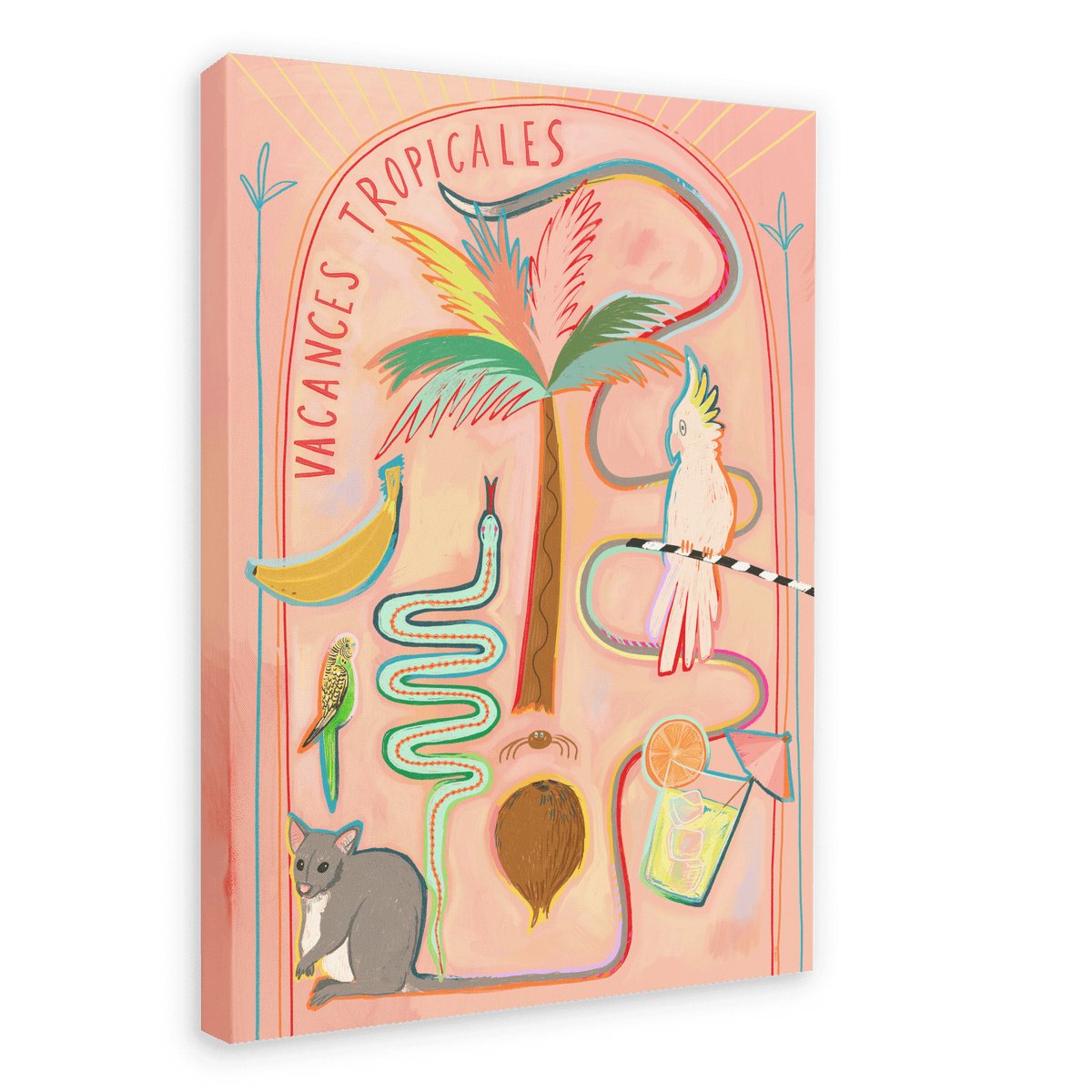 Vacances Tropicales Matte Canvas Print Aventures Des Créatures 28"x40"(70x100 cm) Canvas Print