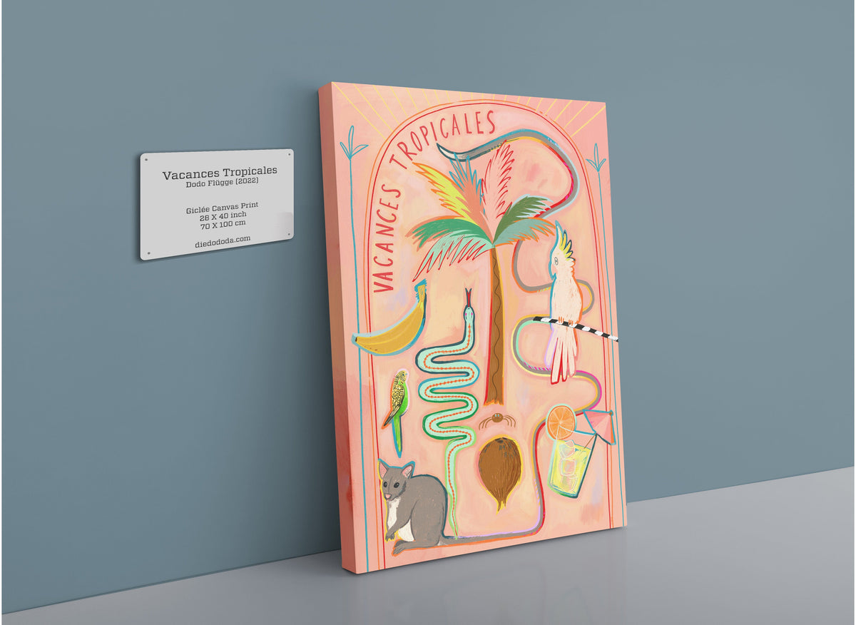 Vacances Tropicales Matte Canvas Print Aventures Des Créatures 28"x40"(70x100 cm) Canvas Print