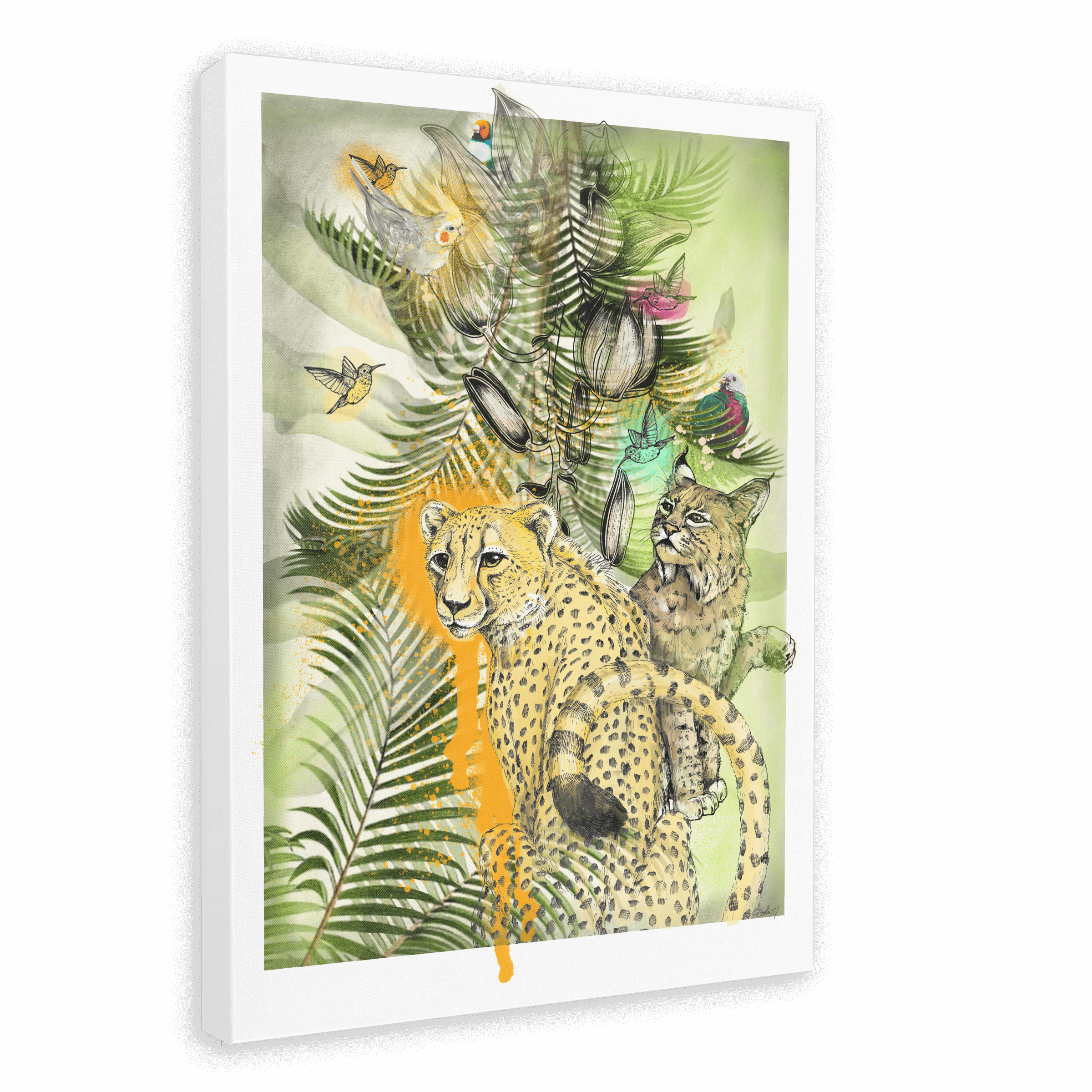 Big Cat Tropicana Canvas Print The Gathering 28"x40"(70x100 cm) Canvas Print