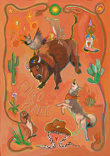 Rodéo dans la Prairie Matte Art Print Aventures Des Créatures Art Print