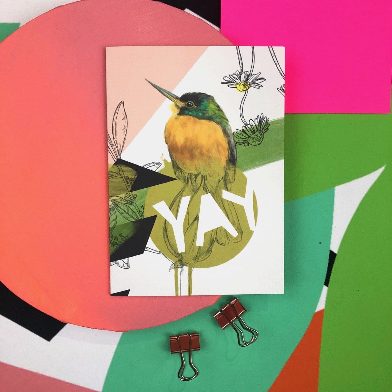 Blue-cheeked jacamar - Yay Greeting Card Beaky Blooms Greeting Cards Card