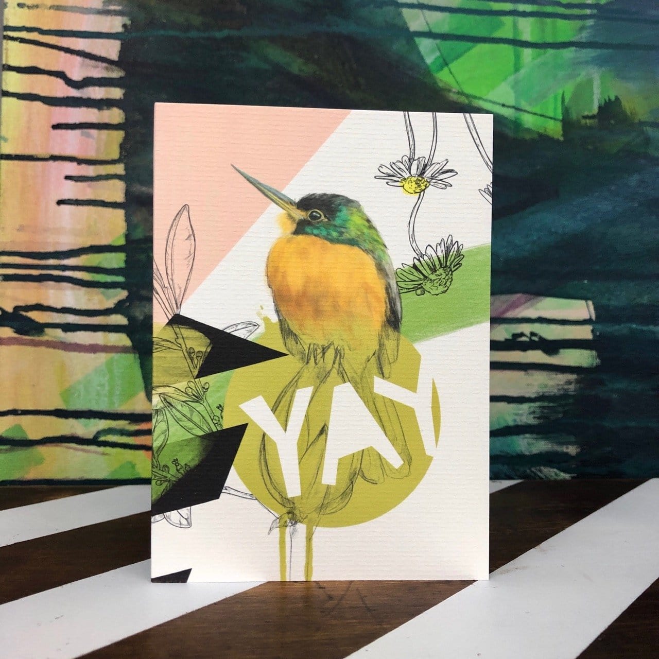 Blue-cheeked jacamar - Yay Greeting Card Beaky Blooms Greeting Cards Card