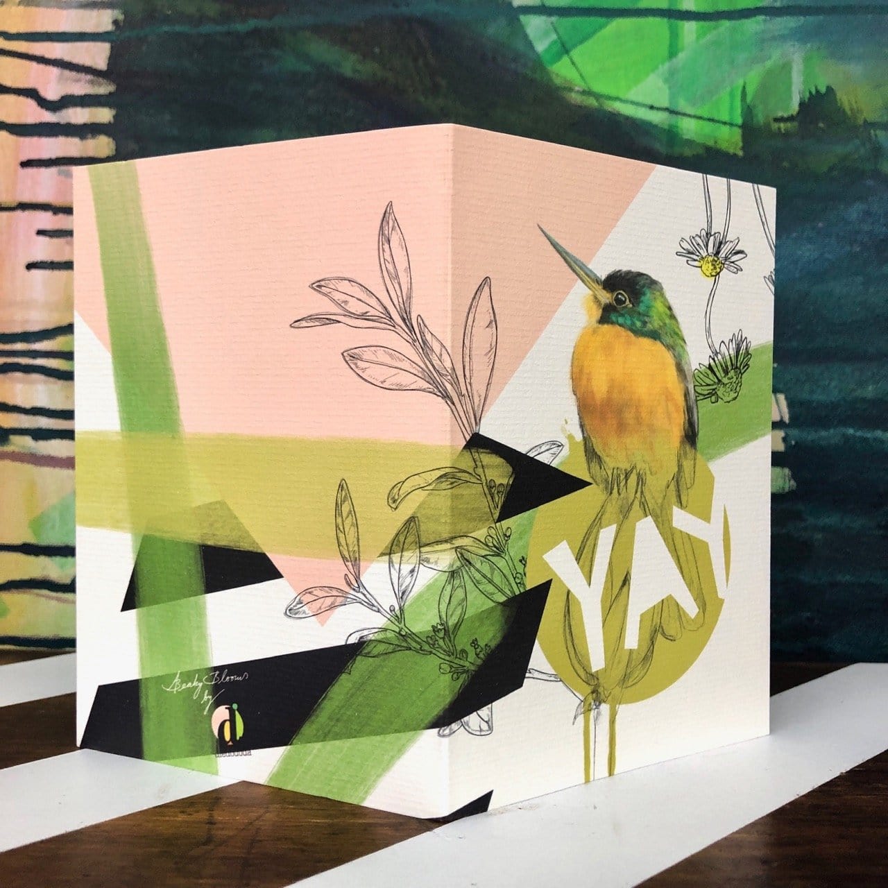 Blue-cheeked jacamar - Yay Greeting Card Beaky Blooms Greeting Cards Card