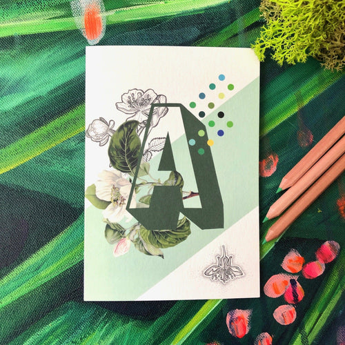 Botanical Alphabet A Greeting Card Botanical Alphabet Greeting Cards Card
