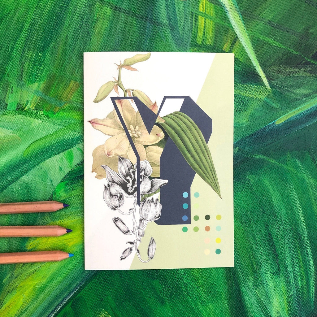 Botanical Alphabet Y Greeting Card Botanical Alphabet Greeting Cards Card