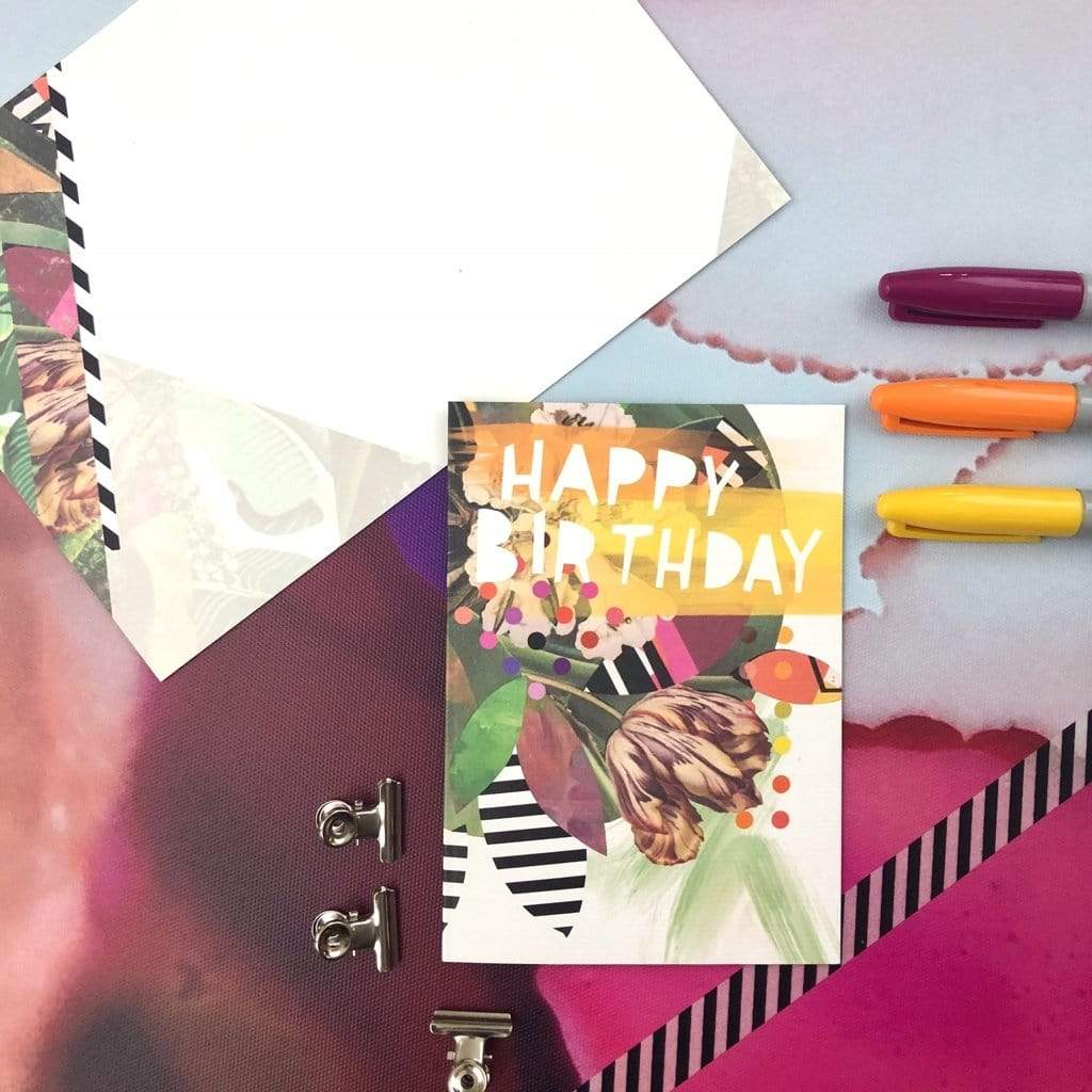 Motley Blooms - Happy Birthday Greeting Card Motley Blooms Greeting Cards Card
