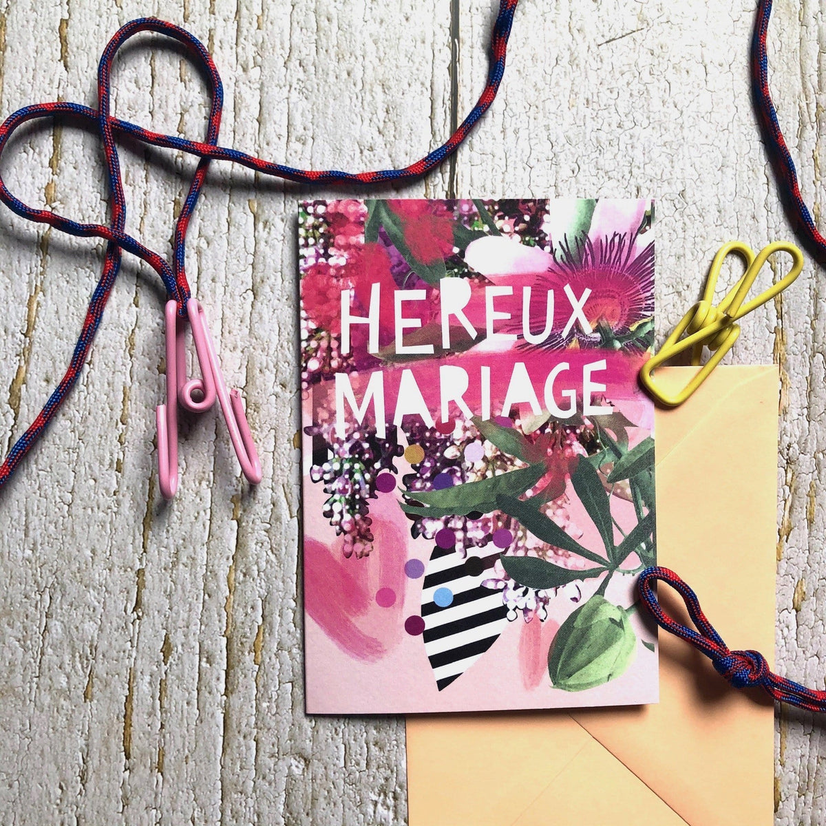 Hereux Mariage Greeting Card Motley Blooms Greeting Cards Card