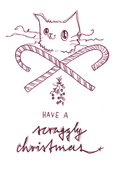Have A Scraggly Christmas Greeting Card Scraggly Kitty Greeting Cards Card