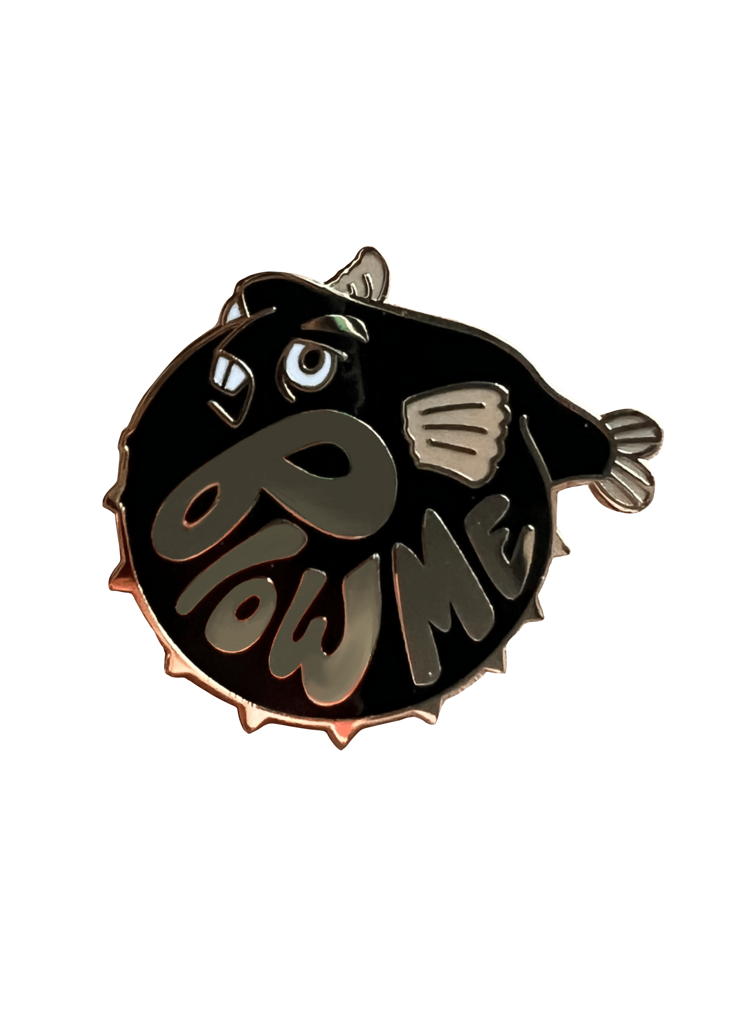 The Beastly Blowfish Pin by Pins by diedododa combines a splash of dark humor with its cartoon design and the phrase "Blow Me.