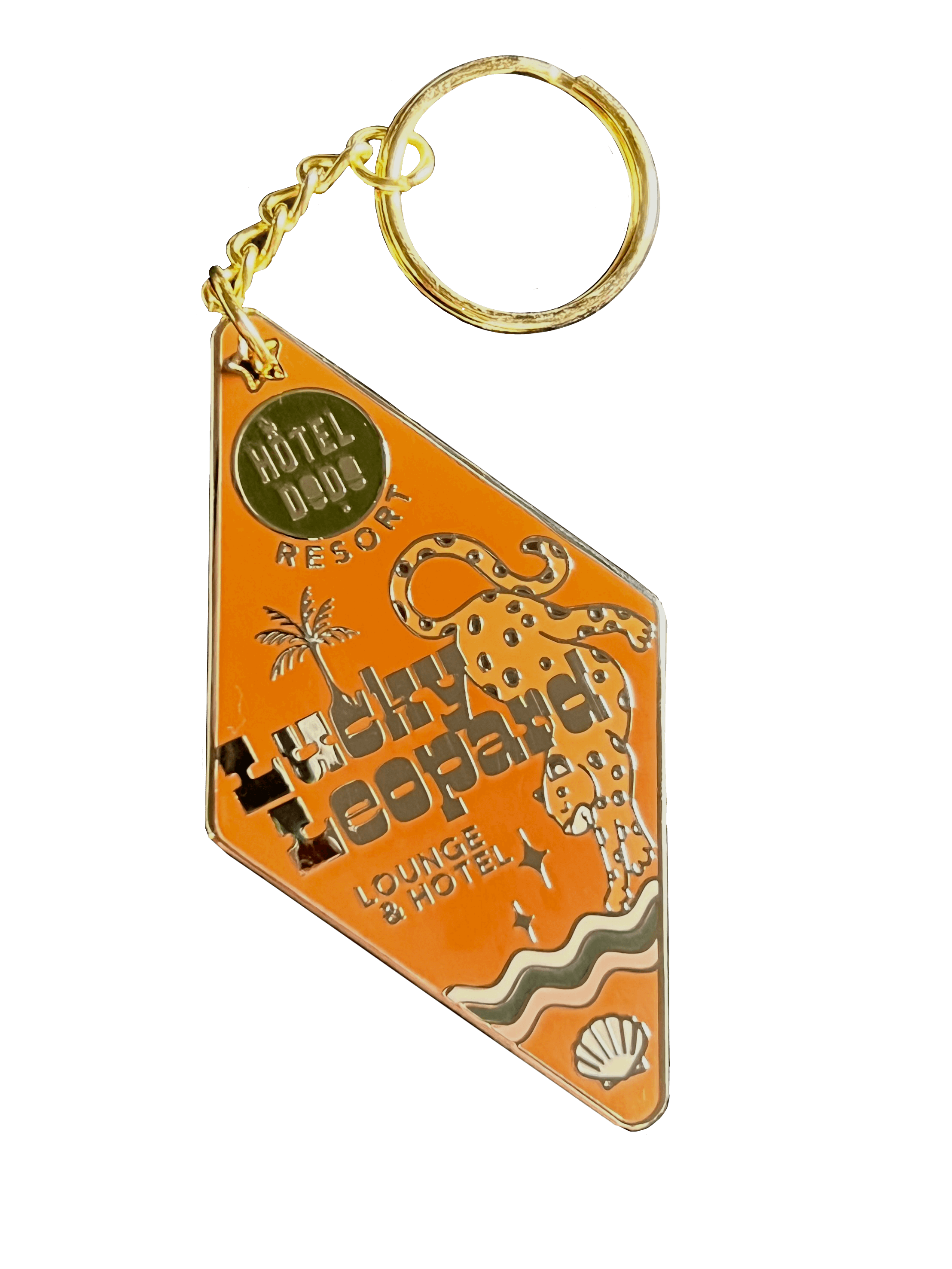 Lucky Leopard Lounge Motel Keyring - OLIVE (Trade Pack 4)