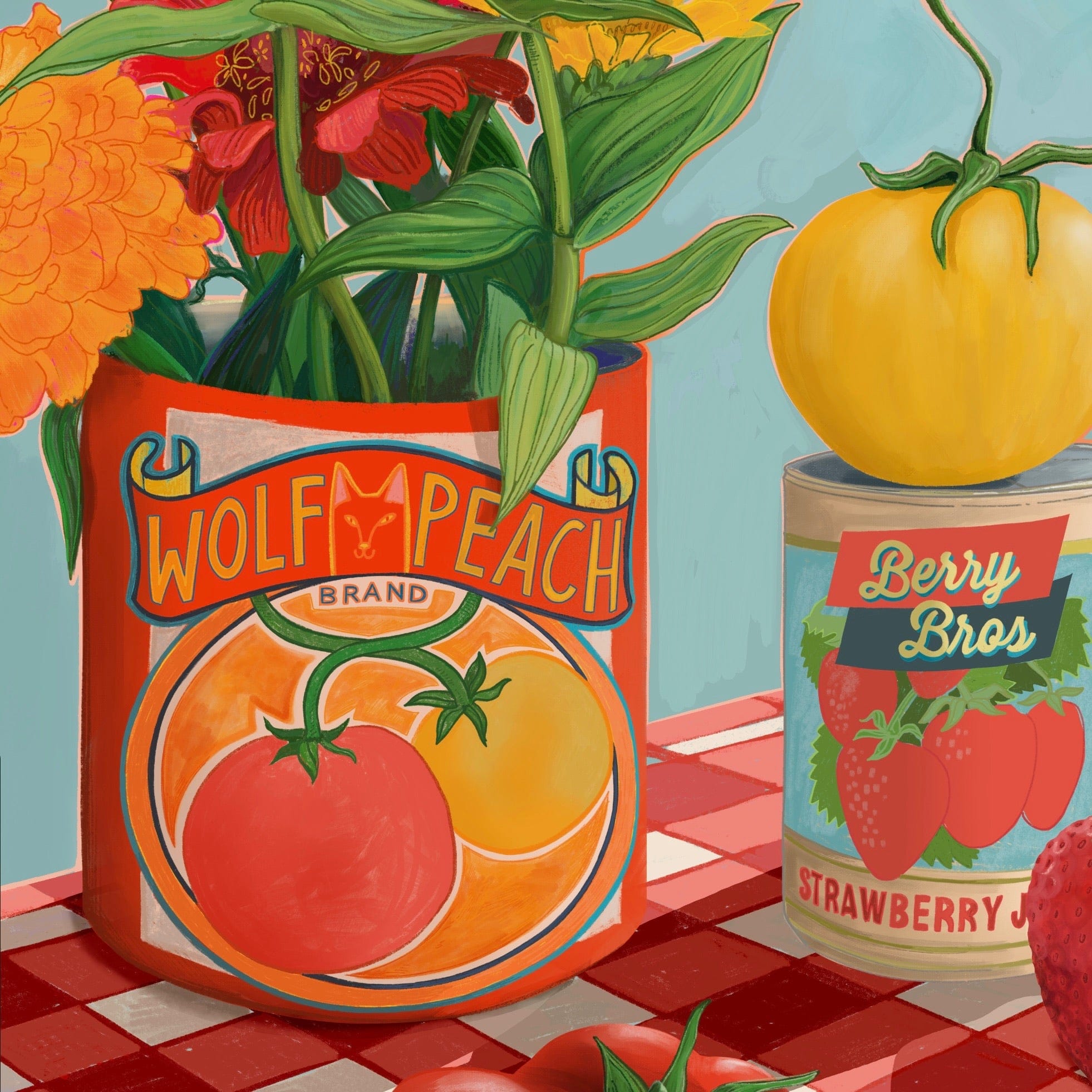 You Say Tomato I Say Wolf Peach Giclée Art Print Hôtel Dodo Art Print