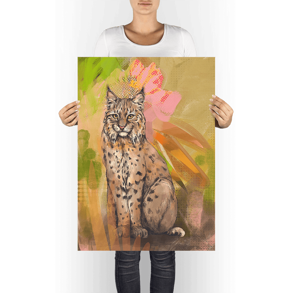Bobcat Botanica Giclée Art Print Pawky Paws A1 (59.4 X 84.1 cm) Art Print