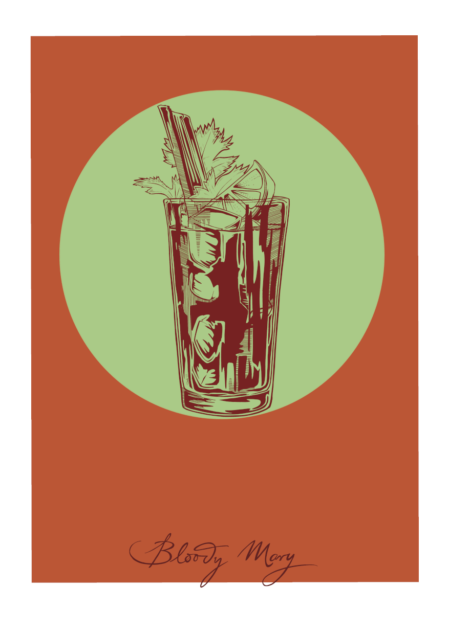 Bloody Mary Giclée Art Print Cocktail Cavalcade Art Print