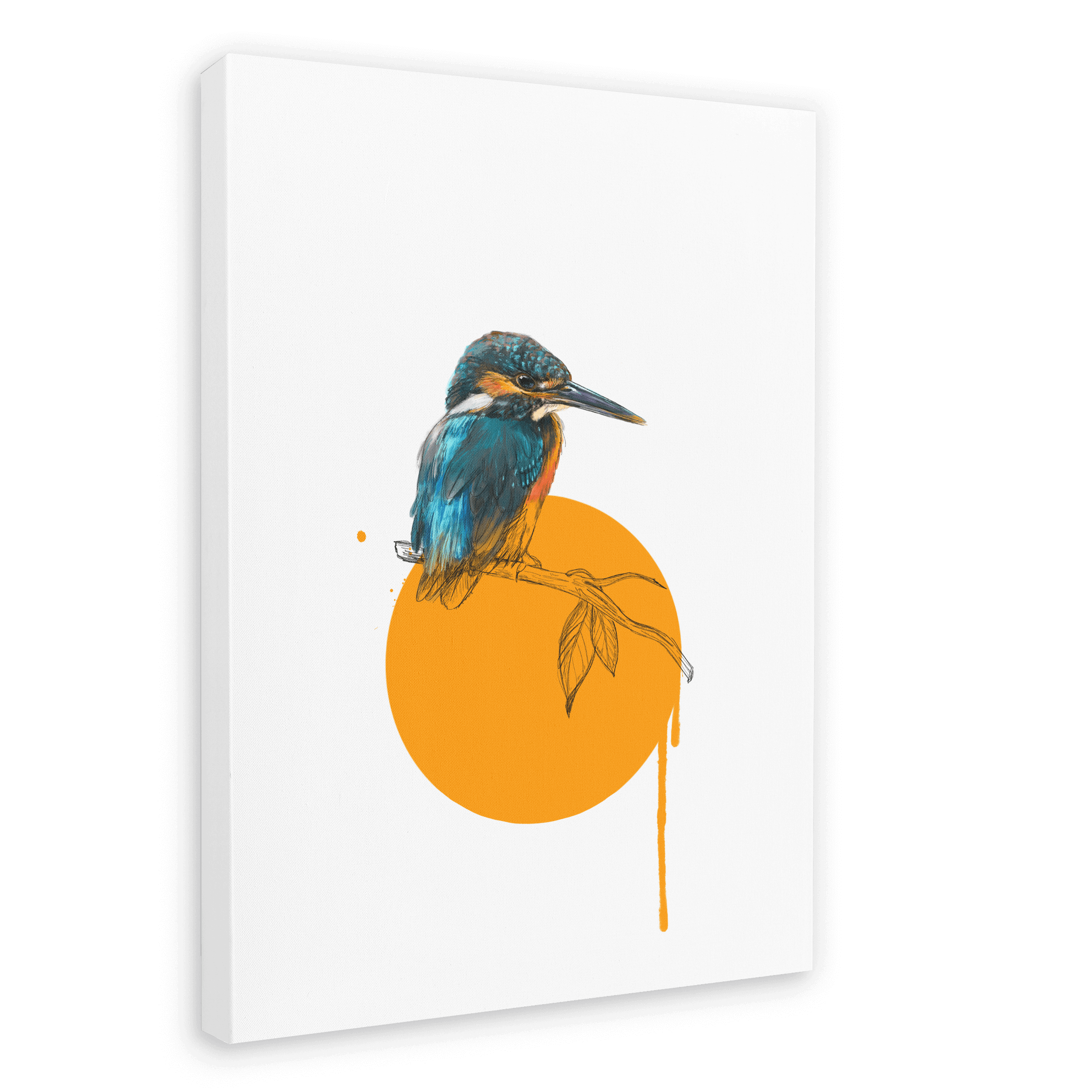 Kingfisher Canvas Print Drippy Birds 28"x40"(70x100 cm) Canvas Print