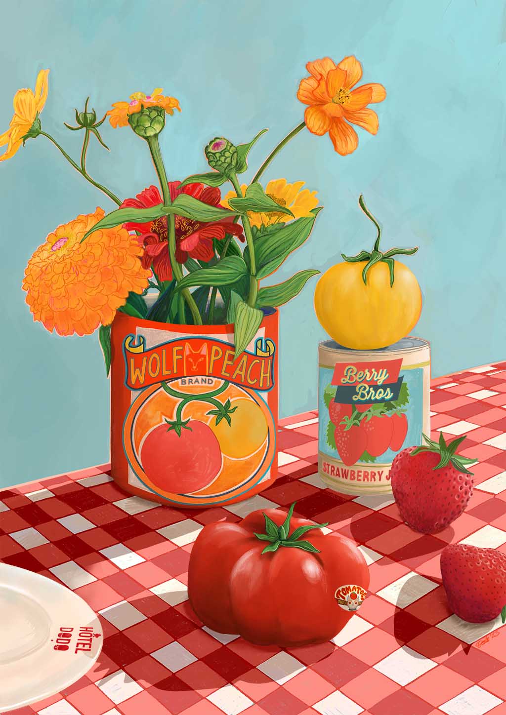 You Say Tomato I Say Wolf Peach Giclée Art Print Hôtel Dodo Art Print