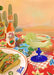 The Taco Belle Giclée Art Print by Hôtel Dodo features a vibrant illustration of a margarita with lime, tacos on a "Tres Belle" plate, hot sauce bottles, cacti, and a floral tablecloth for a festive touch.