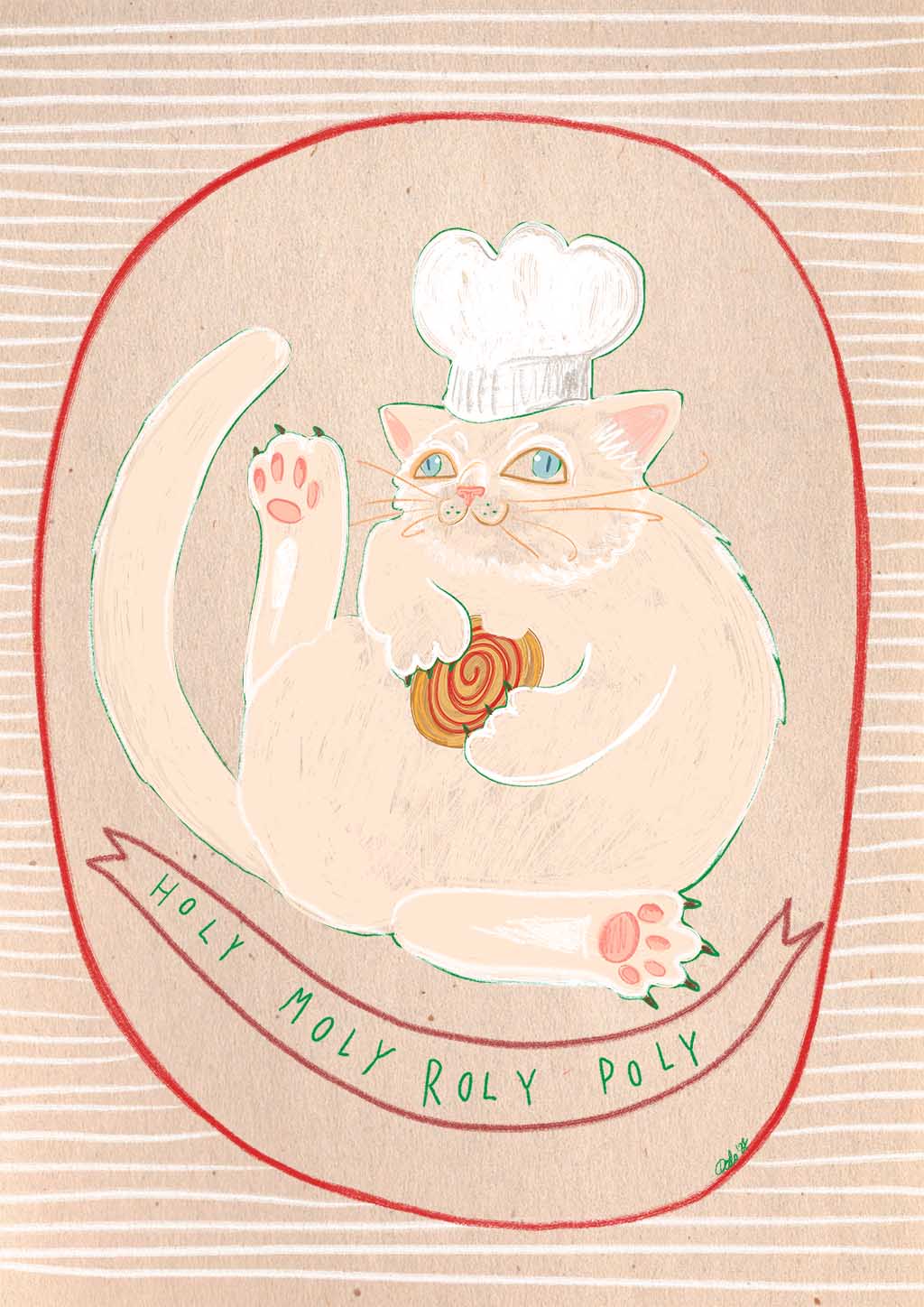 Roly Poly Matte Art Print Sketchy Strays Art Print