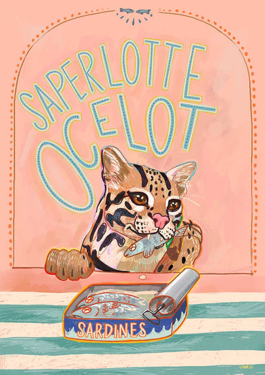 Saperlotte Ocelot Art Print Aventures Des Créatures Art Print