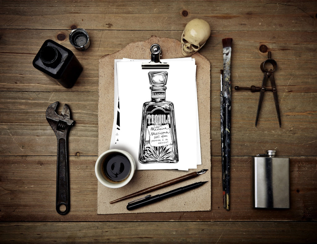 Tequila Medicina Mexicana Art Print Potion & Poison Bottles Art Print