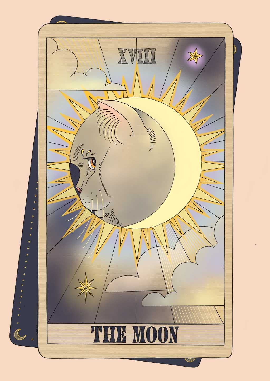 The Moon Art Print Tarot Cats Art Print