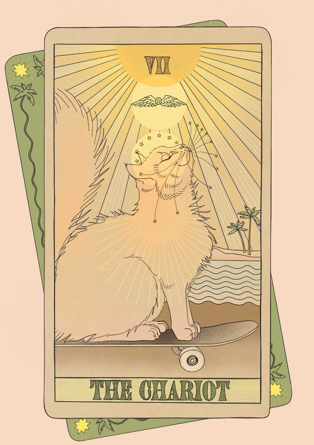 The Chariot Art Print Tarot Cats Art Print