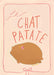 Le Chat Patate Canvas Print by Favourite Things features a plump brown cat lying down and eating a small box of fries on a light pink background.