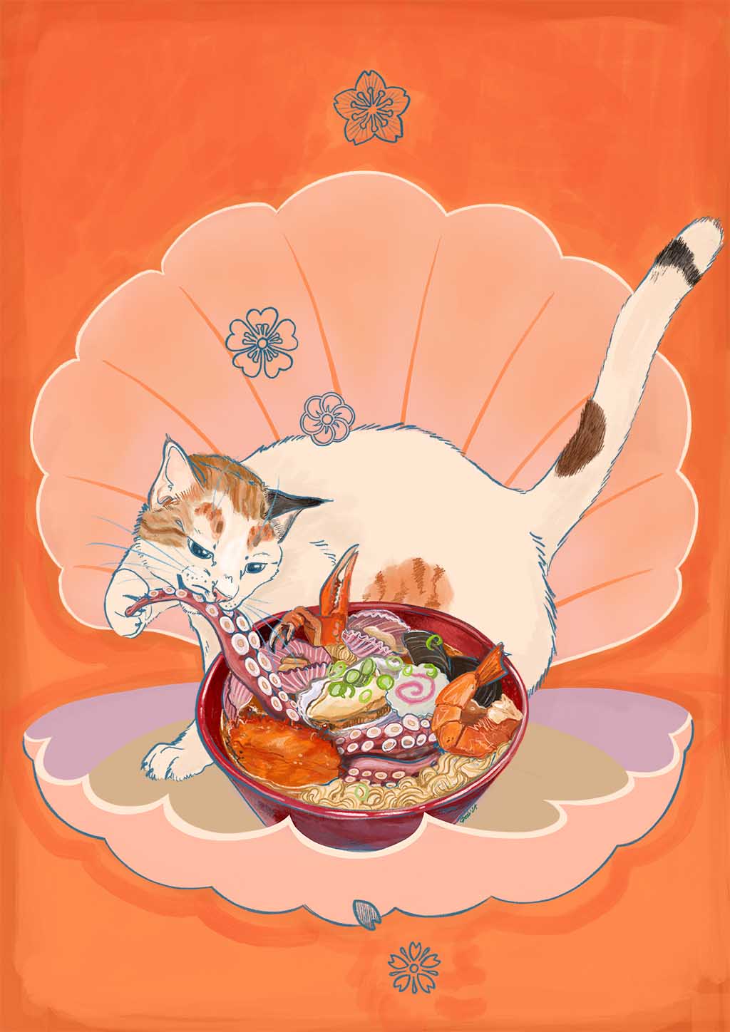 Seafood Ramen Thief a.k.a. Venus Of Pawticelli Giclée Art Print Kitsch Kanaveral Art Print