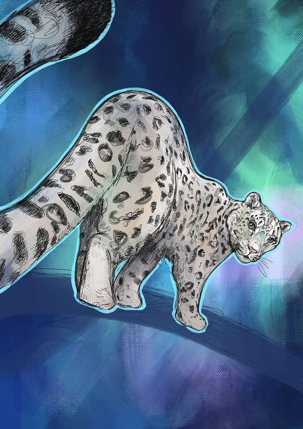 Blue Snow Leopard Giclée Art Print