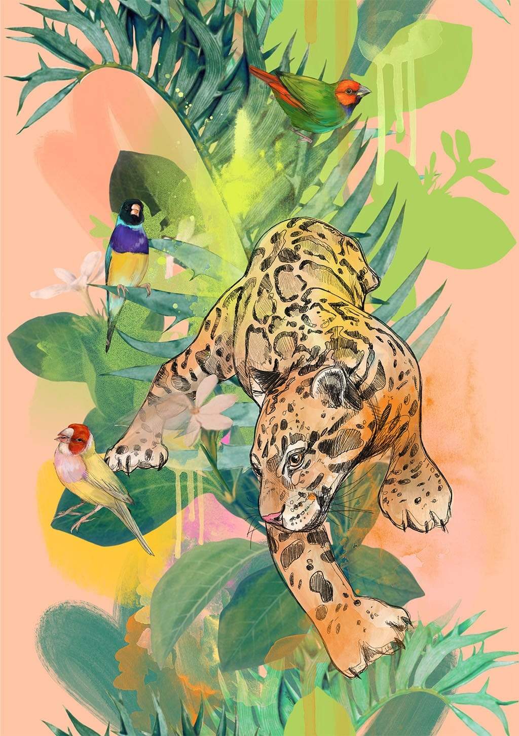 Clouded Leopard Dance Giclée Art Print