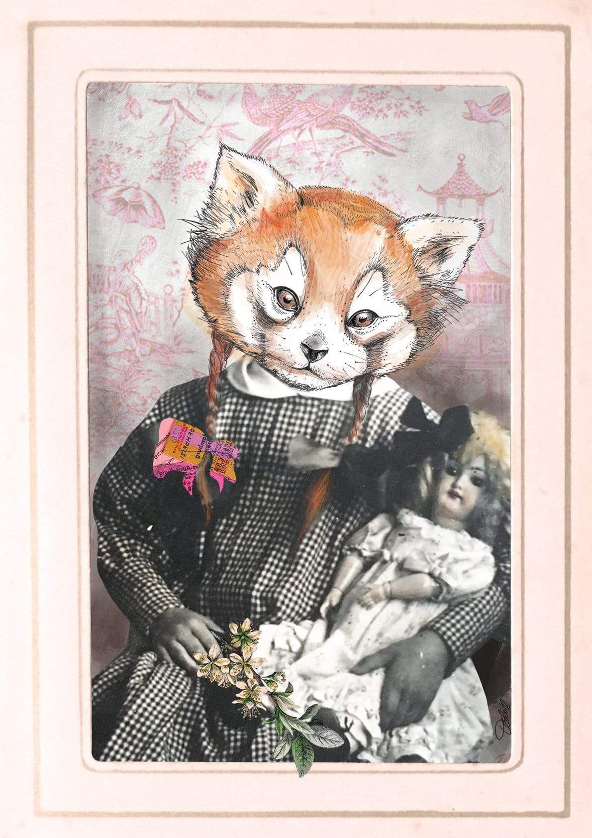 Red Panda Dolly Girl Matte Art Print