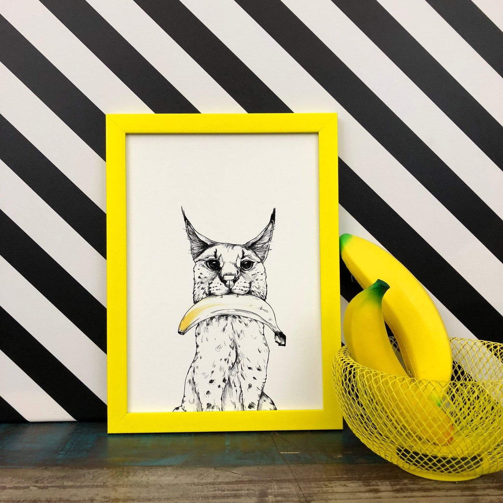 Banana Bobcat Matte Art Print