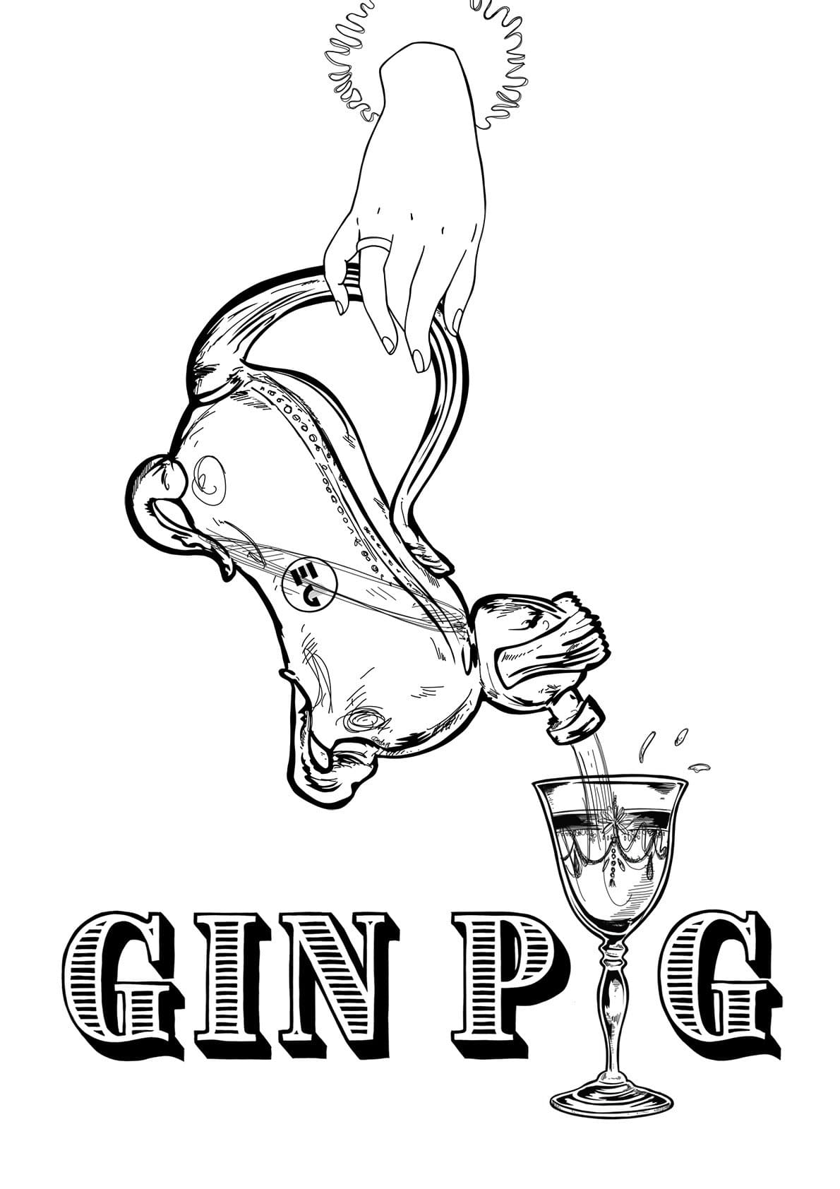 Gin Pig A4 Giclée Print