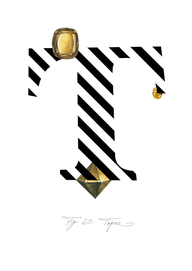 Gemstone Alphabet T A4 Print