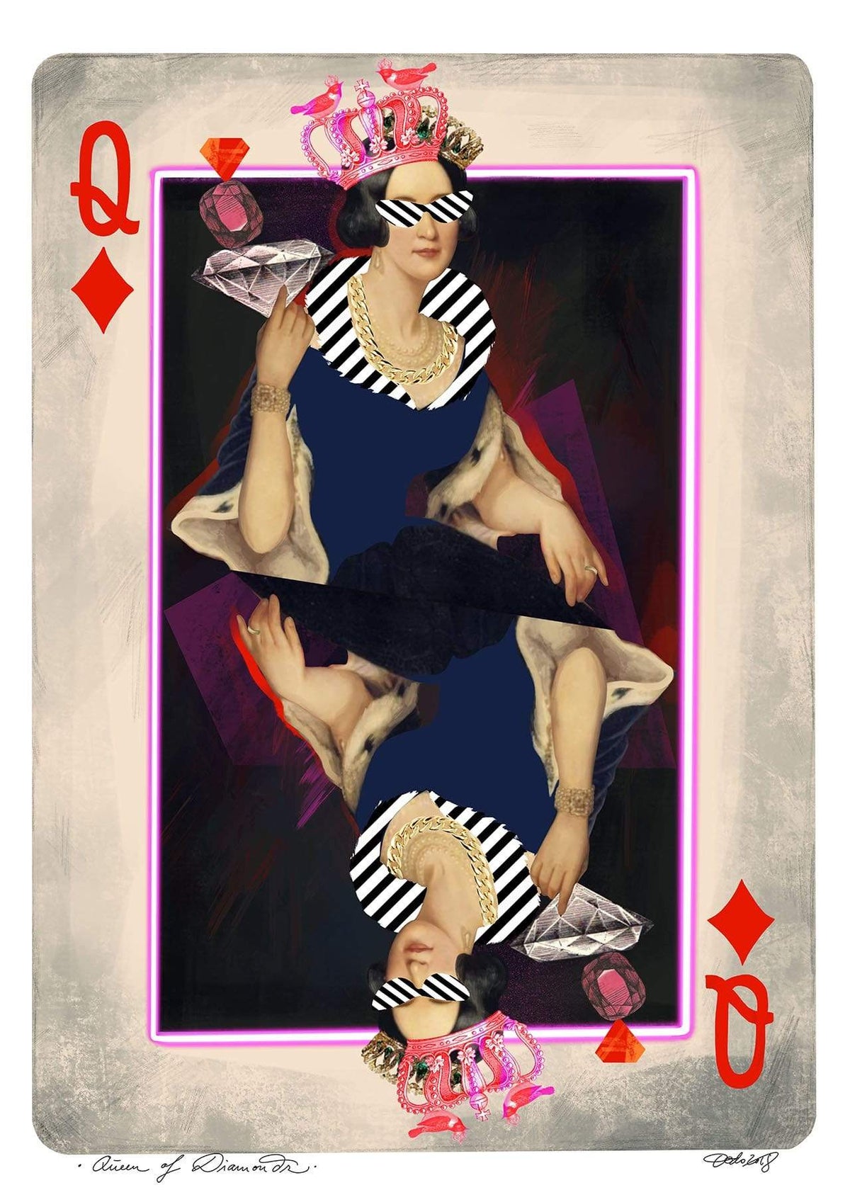 Queen Of Diamonds A3 Print