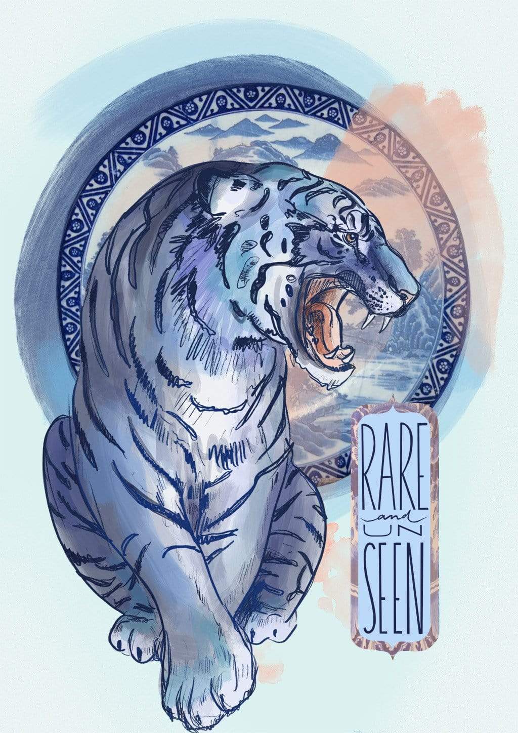 Extinct and Imagined Maltese Blue Tiger A3 Print