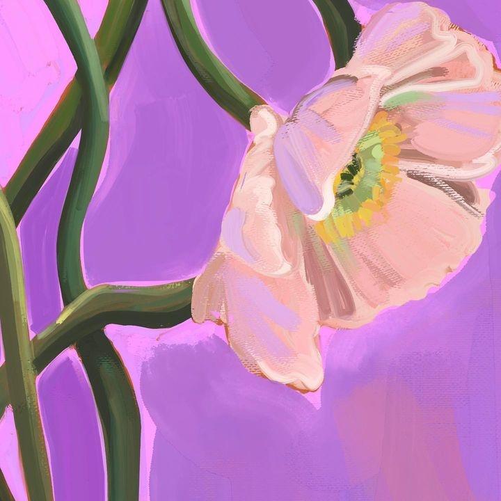 Painterly Poppies Lilac A3 Giclée Print