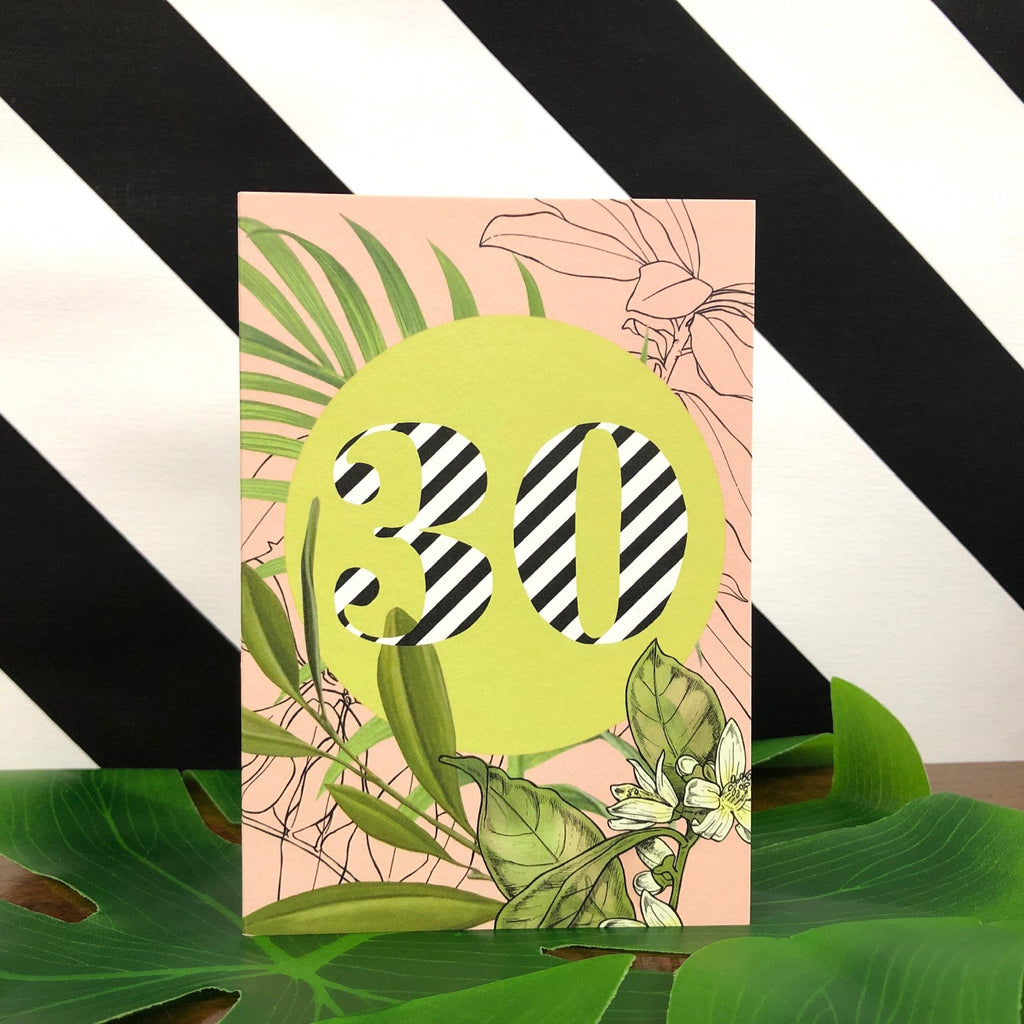 Occasional Stripes 30th Birthday Greeting Card