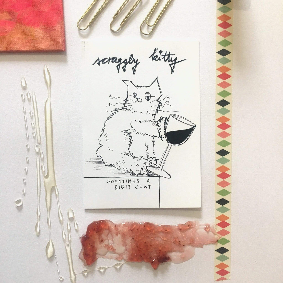 Scraggly Kitty Sometimes A Right... Greeting Card - (Trade Pack 6)